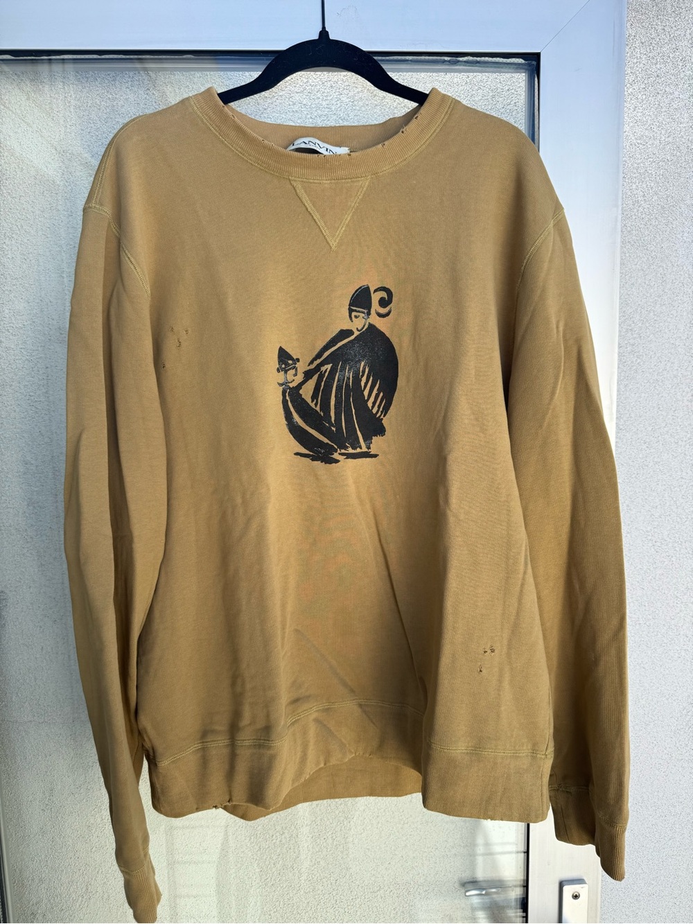 Lanvin Men's Tan Graphic Crewneck Sweatshirt